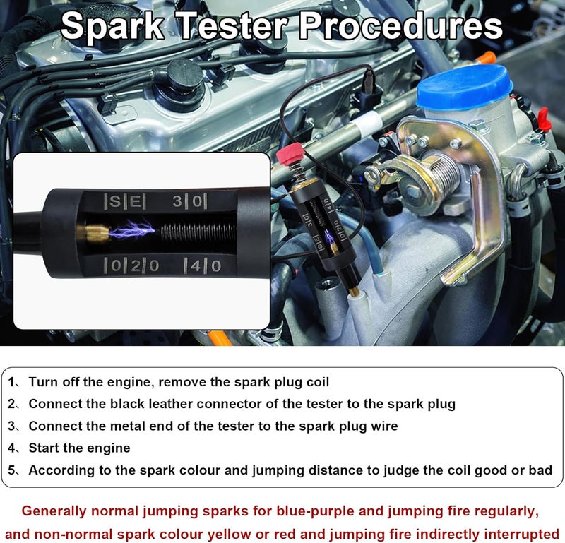ecocstm 2 PCS Spark Plug Tester, Adjustable Ignition Coil Tester System, Coil Pack Tester, Spark Testers Tool, Spark Checker, Autos Diagnostic Test Tool for Automotive, Small Engines, Lawnmowers - Image 4